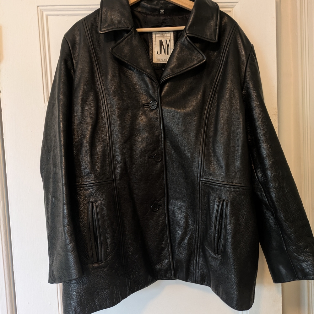 Jones New York Black Genuine Leather Jacket for Women